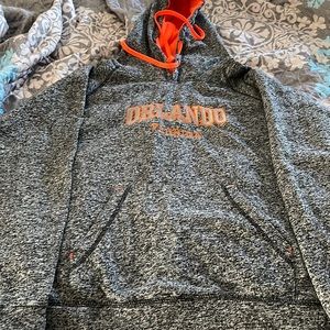 Orlando Florida hoodie, orange and grey size L